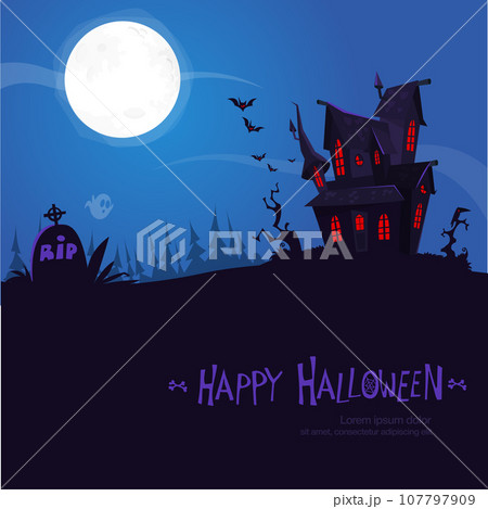 Cartoon haunted old house. Vetor illustration isolated 107797909