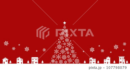 赤背景のクリスマスの町並みの風景 107798079