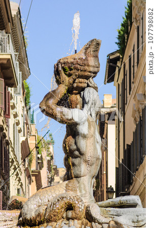 Triton fountain in Barberini square, Rome, Quirinal 107798082