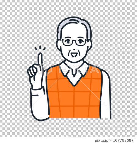 A simple vector illustration of a senior man explaining by pointing A simple vector illustration of a senior man explaining by pointing 107798097