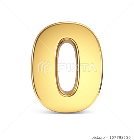 Simple gold font Number 0 ZERO 3Dのイラスト素材 [107798559] - PIXTA 
