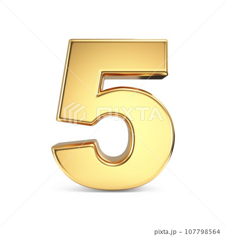 Simple gold font Number 5 FIVE 3D Simple gold font Number 5 FIVE 3D 107798564