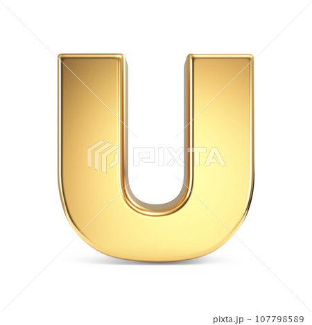Simple gold font Letter U 3D 107798589