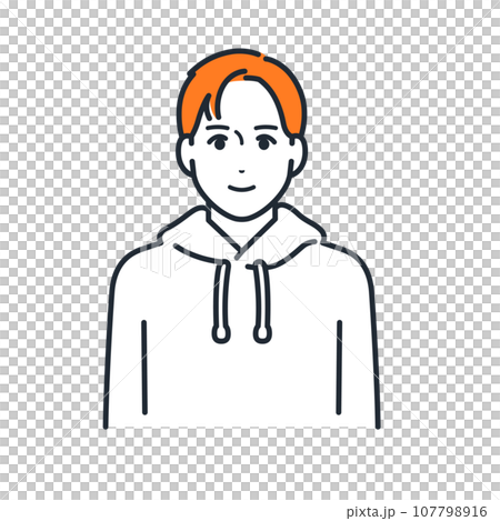 Vector illustration material of a simple avatar icon of a young man wearing a hoodie Vector illustration material of a simple avatar icon of a young man wearing a hoodie 107798916