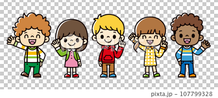 多國小朋友微笑打招呼 107799328