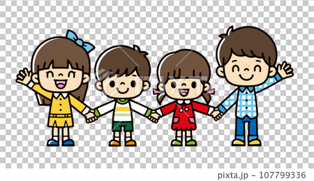 微笑的孩子手牽手 微笑的孩子手牽手 107799336