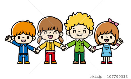 手を繋ぐ笑顔の子供たち 手を繋ぐ笑顔の子供たち 107799338