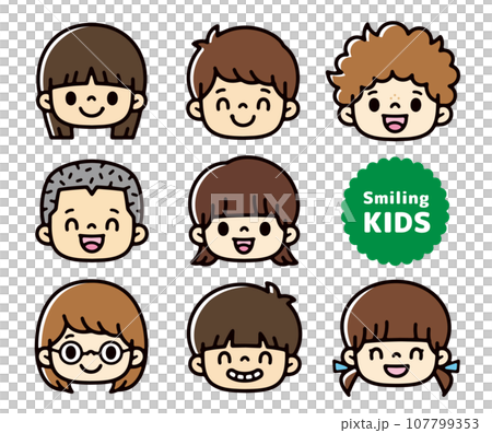 男の子と女の子の顔アイコンセット 107799353