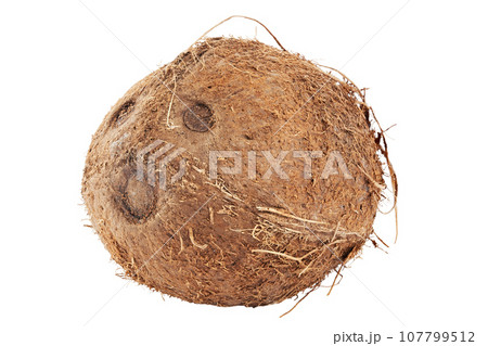 Whole coconut isolated on white background. Full depth of field. Whole coconut isolated on white background. Full depth of field. 107799512
