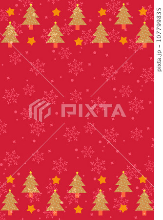 クリスマスのフレーム背景　クリスマスツリーと雪の結晶 107799835