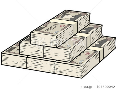 札束のイラスト【お金・1万円札・大金・セレブ・賄賂・賠償金・おさつ・資産・キャッシュ・現金】 107800042