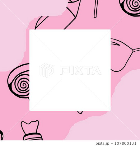 Decorative Frame with Candy and Space for Text. Vector Card template for Wedding, Invitation, Greeting, Birthday and Holiday. Decorative Frame with Candy and Space for Text. Vector Card template for Wedding, Invitation, Greeting, Birthday and Holiday. 107800131