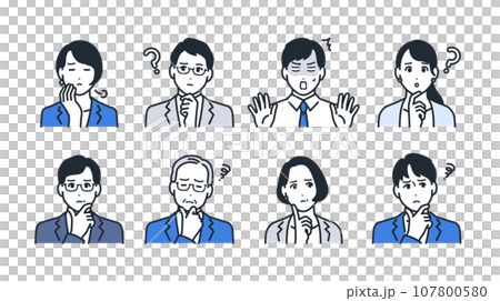 憂心忡忡的商務人士的簡單向量圖示插圖集材料 107800580