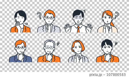 Thinking office worker simple vector icon illustration set material Thinking office worker simple vector icon illustration set material 107800583