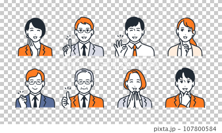 喜ぶ会社員のシンプルなベクターアイコンイラストセット素材 喜ぶ会社員のシンプルなベクターアイコンイラストセット素材 107800584