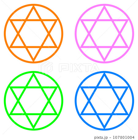 Colorful illustration of polygonal six-pointed - Stock