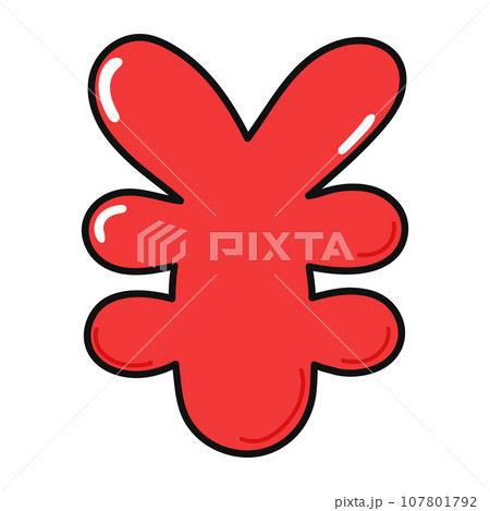 Japanese yen Sign character. Vector hand drawn cartoon kawaii character illustration icon. Isolated on white background. Japanese yen Sign character concept 107801792