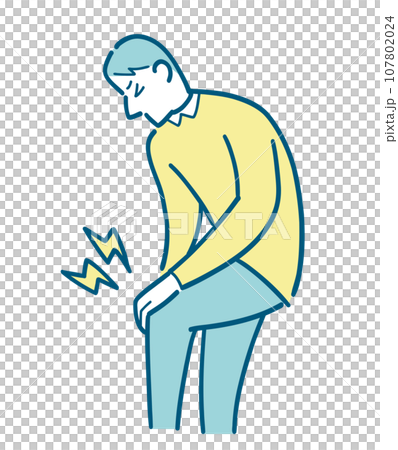 膝痛に苦しむ男性のイラスト 膝痛に苦しむ男性のイラスト 107802024
