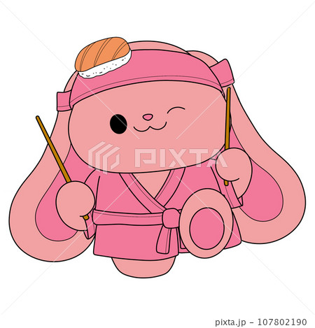 The illustration of a rabbit chef The illustration of a rabbit chef 107802190