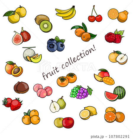 ポップな果物のセット イラスト素材のイラスト素材 [107802291] - PIXTA
