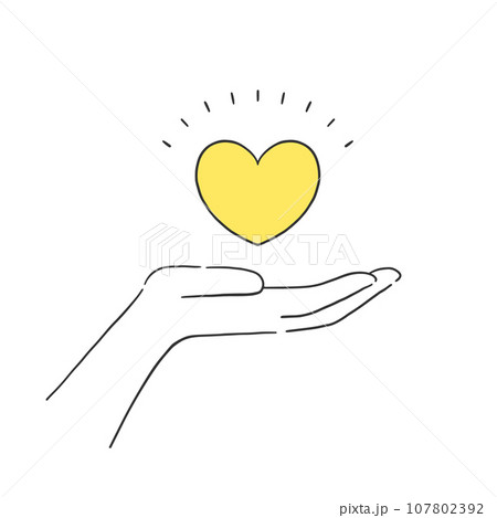 片手でハートを掲げるシンプルなイラスト素材 片手でハートを掲げるシンプルなイラスト素材 107802392