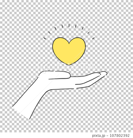 片手でハートを掲げるシンプルなイラスト素材 片手でハートを掲げるシンプルなイラスト素材 107802392