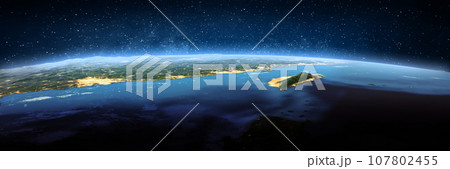 Hong Kong and Taiwan, landscape frome space Hong Kong and Taiwan, landscape frome space 107802455
