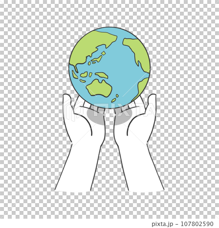 A simple illustration of the earth in both hands A simple illustration of the earth in both hands 107802590