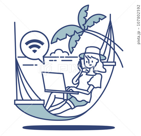 様々なワーケーションスタイル ビーチ 様々なワーケーションスタイル ビーチ 107802592