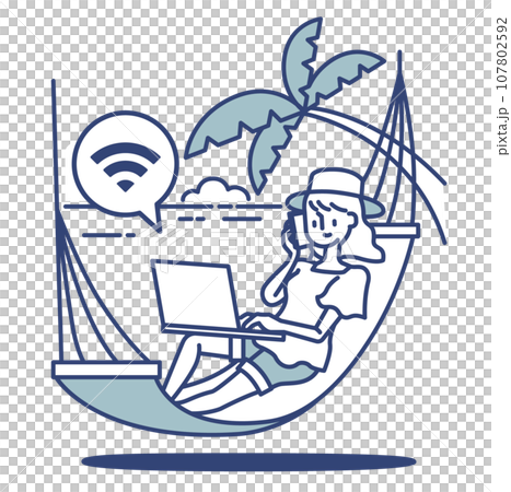 様々なワーケーションスタイル ビーチ 様々なワーケーションスタイル ビーチ 107802592