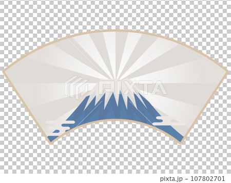 Ukiyo-e style diamond Fuji and fan-shaped frame Ukiyo-e style diamond Fuji and fan-shaped frame 107802701