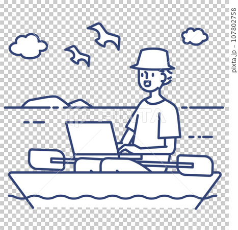 Various workstyles while on a boat 107802758