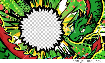 Cool American comic style dragon frame_16:9 Cool American comic style dragon frame_16:9 107802765