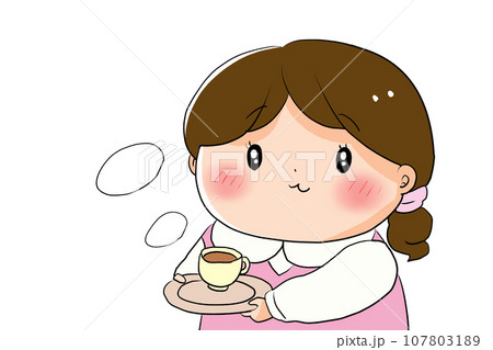 コーヒーを出す女性のイラスト素材 [107803189] - PIXTA