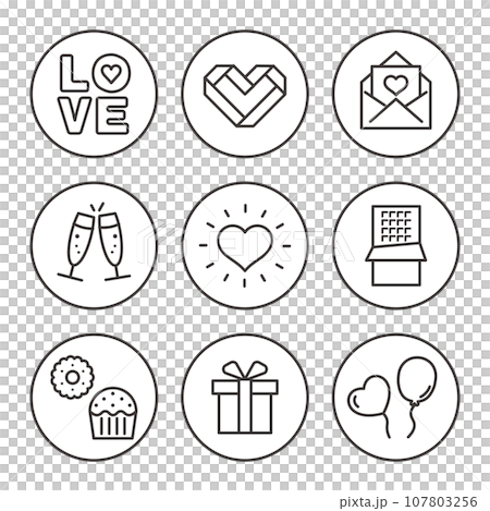 Valentine's Day label style simple icon set 107803256