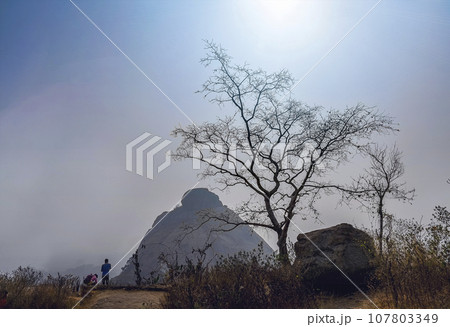 Hill area view of some platue area of Purulia district in India on an winter trip  on a foggy day time on21st December 2022. 107803349