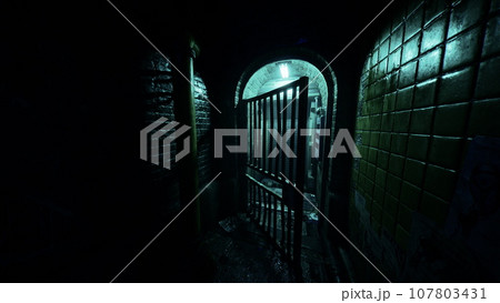 whire door and neon lights at night whire door and neon lights at night 107803431