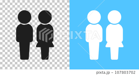 Pictograms of two people, a man and a woman - a set of signs for couples, gender, toilets, etc. 107803702