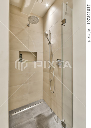 a walk in shower that is very clean and ready to use for your bathroom reurrecturing 107803857