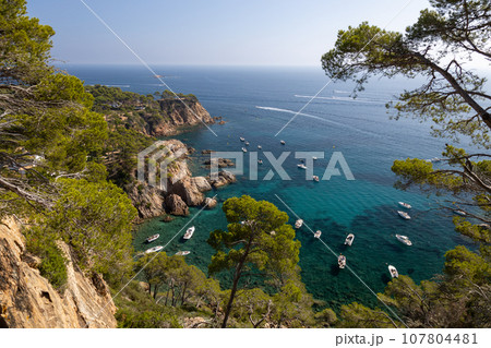 View of cove in Palamos, Costa Brava, Girona. Spain 107804481