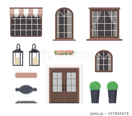 Create your own home. Constructor of house elements from doors, windows, lanterns 107804878