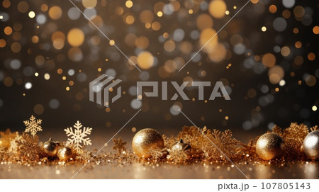 gold snowflakes with copy space 107805143