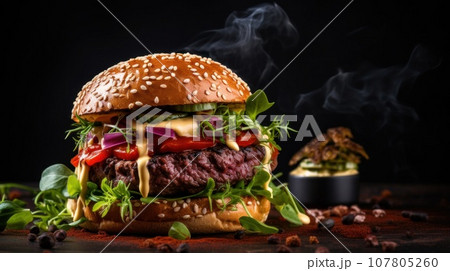 beef burger with copy space beef burger with copy space 107805260