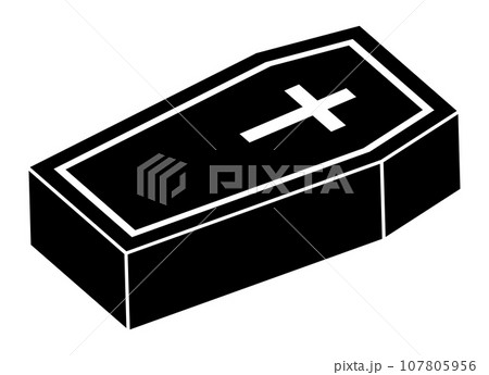 十字架の棺桶のシルエット 107805956