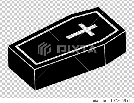 十字架の棺桶のシルエット 107805956