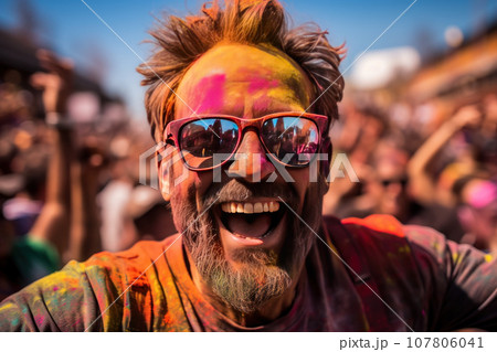 Painted people in Holi festival Painted people in Holi festival 107806041