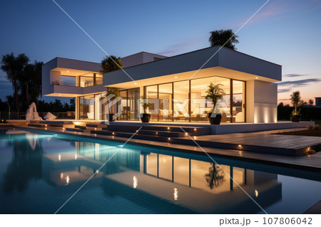 Minimalist cubic house exterior Minimalist cubic house exterior 107806042