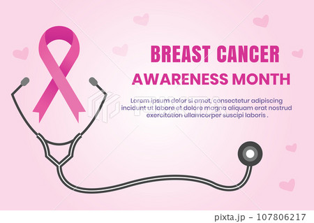 Breast cancer awareness pink ribbon medical banner background 107806217
