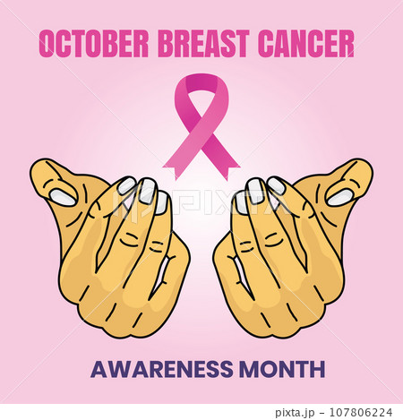 October Breast cancer awareness with a pink ribbon. Hand drawn vector illustration October Breast cancer awareness with a pink ribbon. Hand drawn vector illustration 107806224