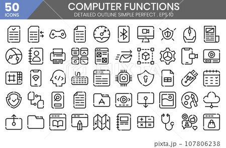 computer function outline icons set.The collection includes of business developments ,programing , web design,app design and more. computer function outline icons set.The collection includes of business developments ,programing , web design,app design and more. 107806238